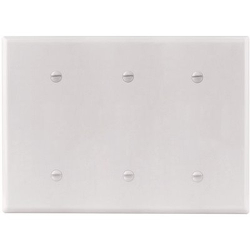 Titan3 White Smooth 3-Gang Blank Standard Metal Wall Plate