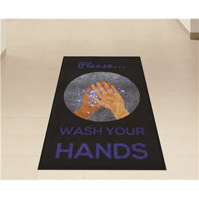 M+A Matting 3 ft. x 5 ft. Please Wash Your Hands Floor Mat Vertical Hygiene Reminder or Message Mat for Restroom or Corridor