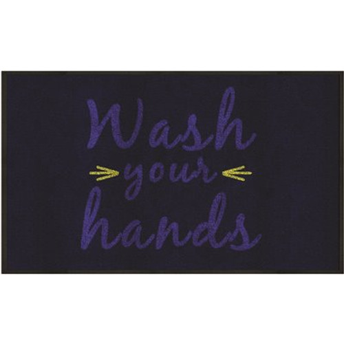 M+A Matting 3 ft. x 5 ft. Wash Your Hands Floor Mat Hygiene Reminder or Message Mat for Restroom or Corridor