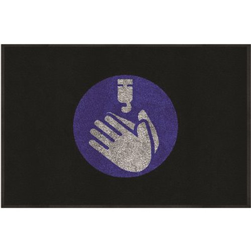 M+A Matting 2 ft. x 3 ft. Hand Sanitizer Icon Floor Mat Hygiene Reminder or Message Mat for Hand Sanitizer Station