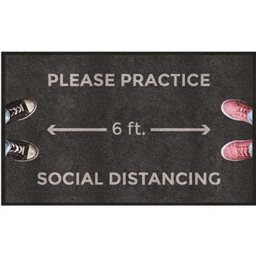 M+A Matting 3 in. x 5 in. Please Practice Social Distancing Floor Mat Social Distancing Reminder Entrance Mat