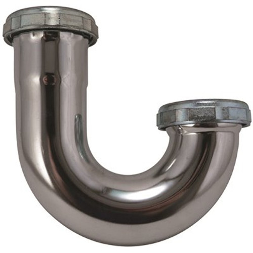 KEENEY 1-1/2 in. x 1-1/2 in. 17-Gauge Brass J-Bend Trap without Cleanout, Chrome