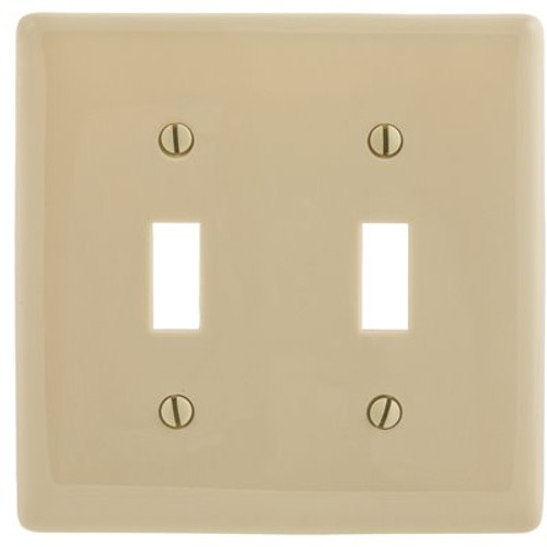 HUBBELL WIRING 2-Gang Ivory Toggle Wall Plate