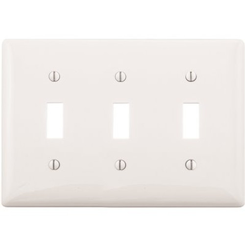 HUBBELL WIRING 3-Gang White Toggle Wall Plate