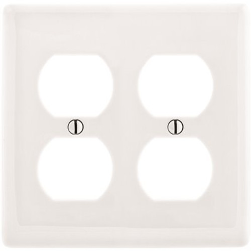 HUBBELL WIRING 2-Gang Duplex Wall Plate - White