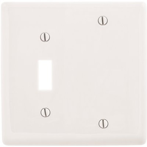 HUBBELL WIRING 2-Gang White Medium Size Toggle and Blank Wall Plate
