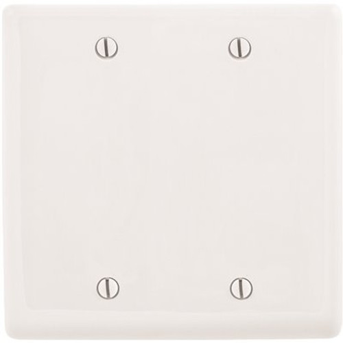 HUBBELL WIRING 2-Gang White Medium Size Box Mount Blank Wall Plate