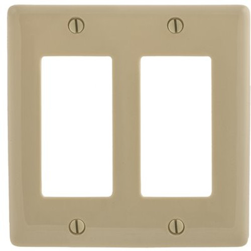 HUBBELL WIRING 2-Gang Medium Size Decorator Wall Plate - Ivory