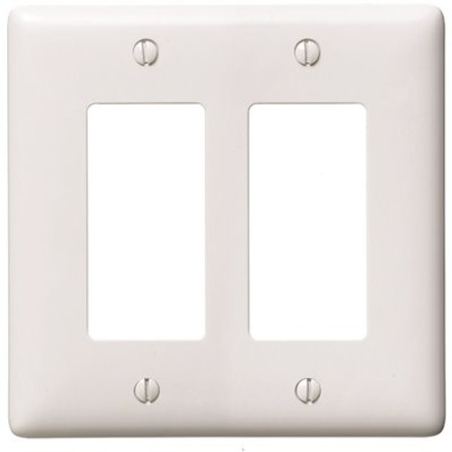 HUBBELL WIRING 2-Gang Medium Size Decorator Wall Plate - White