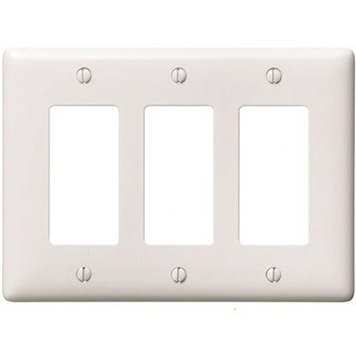 HUBBELL WIRING 3-Gang Medium Size Decorator Wall Plate - White