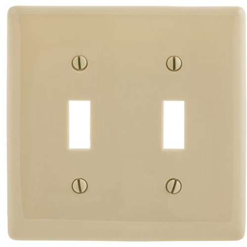 HUBBELL WIRING 2-Gang Ivory Medium Size Toggle Wall Plate