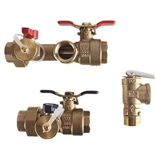 1 in. Lead Free Threaded Isolation Valve Kit with Male 500K Btuh Pressure Relief Valve for Select Tankless Water Heaters