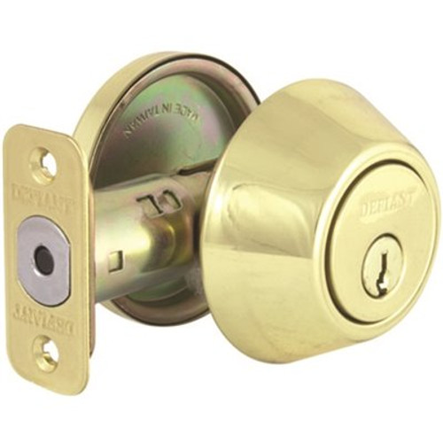 Defiant Polished Brass Single Cylinder Deadbolt with SC1 Keyway Keyed Differently