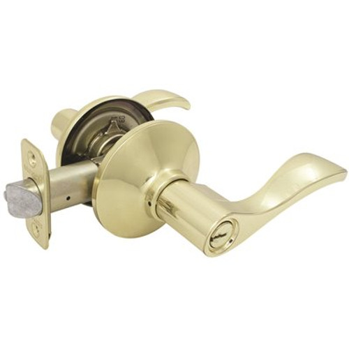 Defiant Naples Polished Brass Keyed Entry Door Lever with KW1 Keyway Keyed Differently