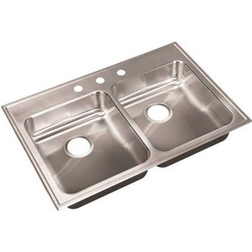 Just Manufacturing 33 in. Drop-in Stainless Steel 2 Compartments Commercial Sink