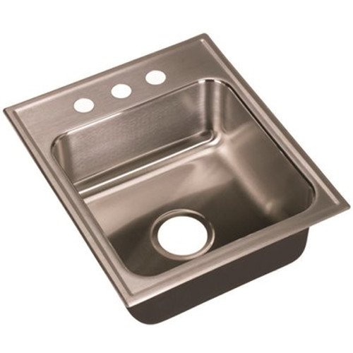 Just Manufacturing 18-Gauge Stainless Steel 18 in. O.D. x 15 in. 3-Hole Single Bowl Drop-In Kitchen Sink with Faucet Ledge