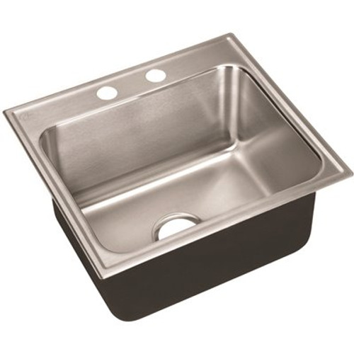 18-Gauge Stainless Steel 19 in. O.D. x 21 in. 2-Hole Single Bowl Drop-In Deep Kitchen Sink with Faucet Ledge