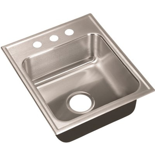 Just Manufacturing 18-Gauge Stainless Steel 18 in. O.D. x 15 in. 3-Hole DCR Single Bowl ADA Drop-In Sink with Faucet Ledge