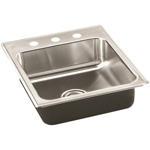 18-Gauge Stainless Steel 20 in. O.D. x 19 in. 3-Hole DCR Single Bowl ADA Drop-In Kitchen Sink with Faucet Ledge