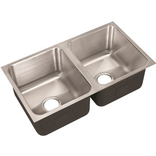 Just Manufacturing 18-Gauge Stainless Steel 18 in. I.D. x 32 in. x 10.5 in. Double Bowl Deep Undermount Kitchen Sink