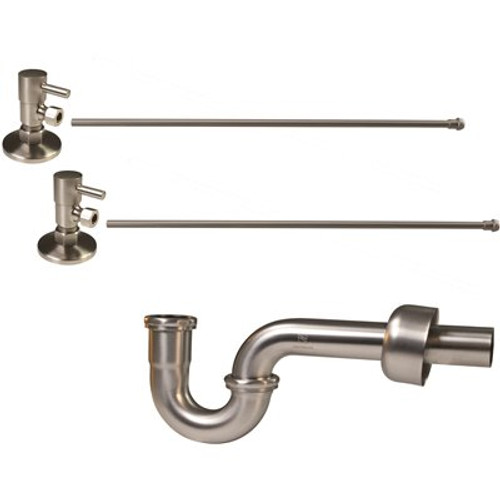 Westbrass 1-1/2 in. x 1-1/2 in. Brass P-Trap Lavatory Supply Kit, Satin Nickel