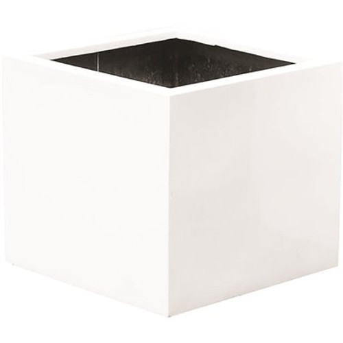 Vasesource 19 in. x 20 in. x 20 in. Jumbo Sm White Cube Fiberstone Planter Vasesource 19 in. x 20 in. x 20 in. Jumbo Sm White Cube Fiberstone Planter