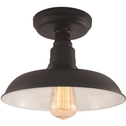 Design House Kimball 11 in. 1-Light Matte Black Ceiling Light Semi-Flush Mount