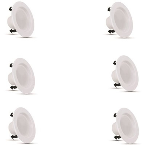 4 in. 50-Watt Equivalent Daylight (5000K) CEC Integrated LED Retrofit White Recessed Retrofit Trim Downlight (6-Pack)