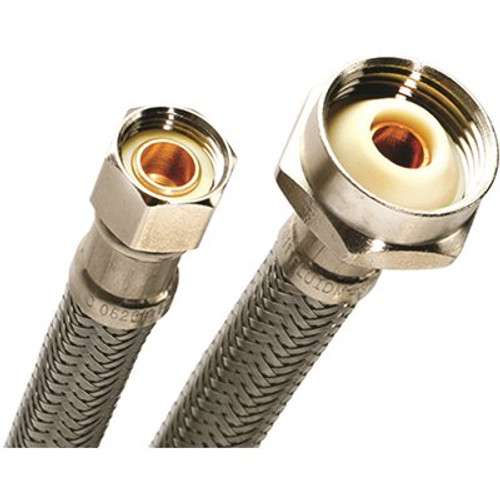 Fluidmaster 3/8 in. Comp x 7/8 in. Ballcock x 12 in. L Pro Series Braised Stainless Steel Metal Nut Toilet Connector