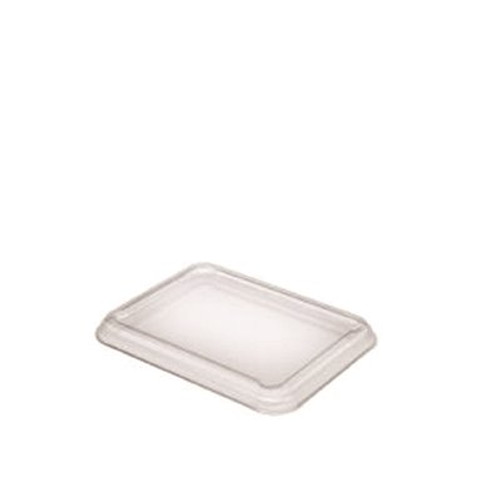 Sabert Clear PET Lid for 6.5 in. x 8.5 in. Medium Rectangle Trays (390 per Case)