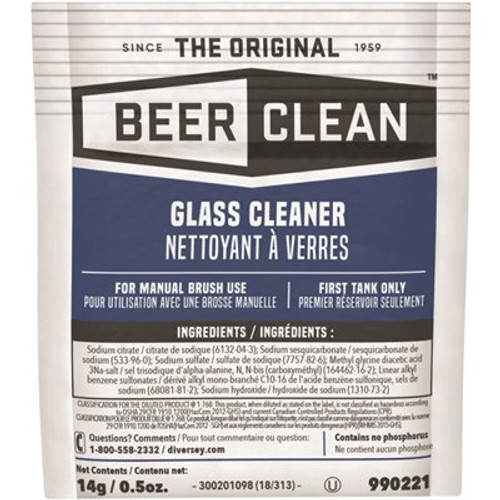 Diversey 0.5 oz. Beer Clean Unscented Glass Cleaner Dish Soap (100-Case)