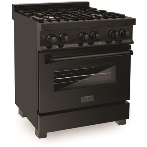 30" 4.0 cu. ft. Dual Fuel Range with Gas Stove and Electric Oven in Black Stainless Steel with Brass Burners