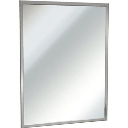 ASI 18 in. W x 36 in. H Rectangular Framed Single Chan-Lok Plate Glass Wall Mount Bathroom Vanity Mirror in Stainless Steel