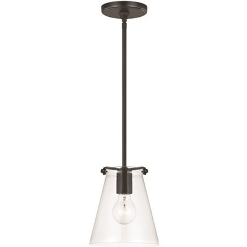 Generation Lighting Blaine 1-Light Matte Black Hanging Pendant with a Clear Glass Shade