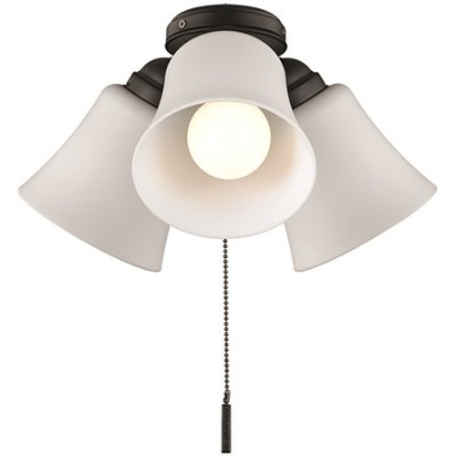 Hampton Bay Williamson 3 Light Matte Black Universal LED Ceiling Fan Shades Light Kit