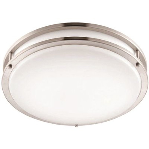 PRIVATE BRAND UNBRANDED 14 in. Brushed Nickel Selectable LED CCT Round Flush Mount Light