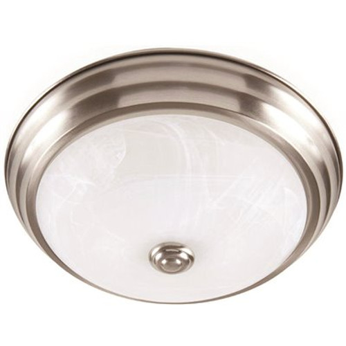 11 in. Brushed Nickel LED Flush Mount with Alabaster Glass