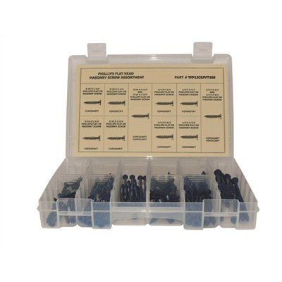 Phillips Flat Head Masonry Screw Assortment in Plastic Case (160-Pieces)