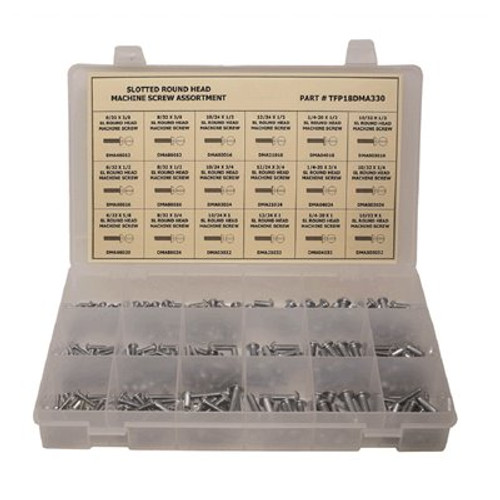 Zinc Plated Slotted Round Head Machine Screw Assortment in Plastic Tray (330-Pieces)