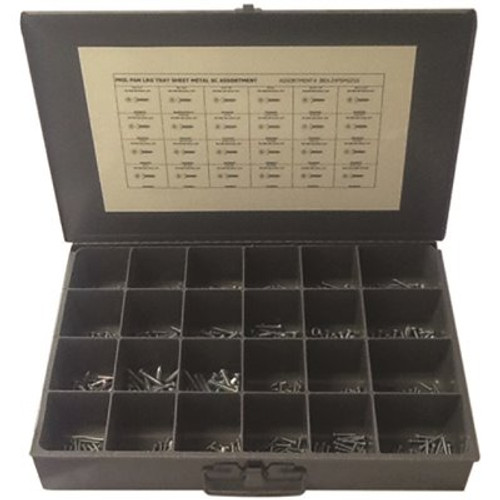 Phillips Pan Head Sheet Metal Screw Kit Zinc Plated Assortment in Metal Tray (600-Pieces) Phillips Pan Head Sheet Metal Screw Kit Zinc Plated Assortment in Metal Tray (600-Pieces)