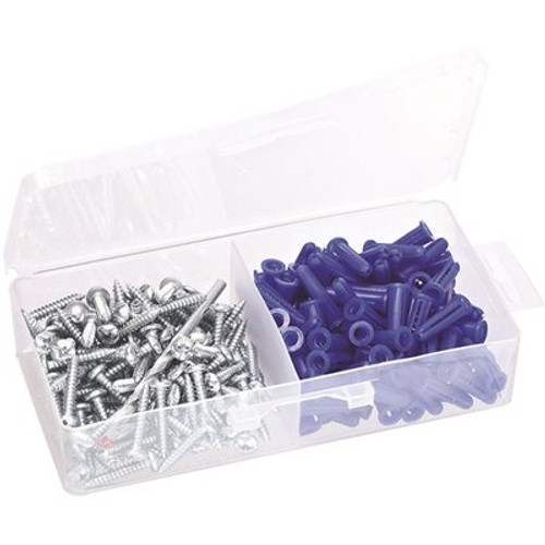 #8-#10 Conical Plastic Anchor Kit in Plastic Case (100 Anchors, 100 Screws & 1 Drill Bit)