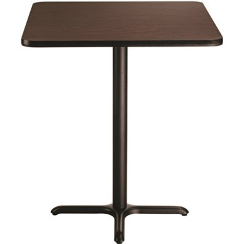 National Public Seating 36 in. Square Composite Wood Cafe Table, 30 in. Height, Mahogany Laminate Top and Black X-Base