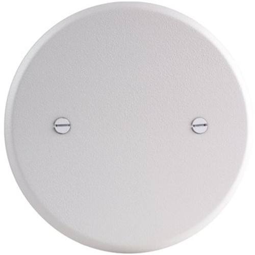 Commercial Electric 5 in. Metal White Textured Round Blank Flat Cover