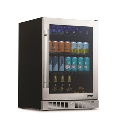 NewAir Built-in Premium 24 in. 224 Can Beverage Cooler Color Changing LED Lights, Seamless Stainless Steel Door