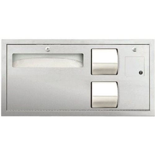 Commercial ADA Toilet Seat Cover Dispenser with Toilet Tissue Dispenser and Sanitary Napkin Disposal in Stainless Steel