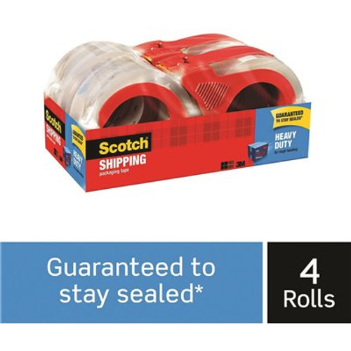 Scotch 1.88 in. x 163.8 ft. Heavy Duty Shipping Packaging Tape with Dispensers (Case of 6,4-Packs)
