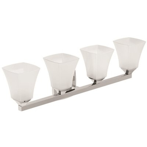 MOEN Voss 30.5 in. W x 9.5 in. H 4-Light Chrome Vanity Light with Frosted Glass Shade