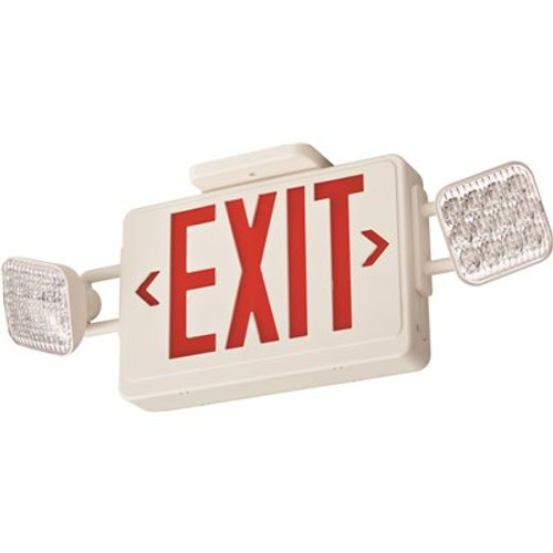 Contractor Select ECRG SQ 20-Watt Equivalent 120-Volt/277-Volt Integrated LED White Exit/Emergency Combo Unit