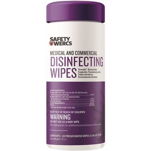 SAFETY WERCS Medical Disinfecting Wipes (80-Wipes per-Pack, 12-Pack per Case)