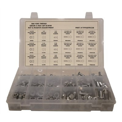 Grade 5 Hex Head Cap Screw Nut and Washer Zinc Plated Fine Thread Assortment (330-Piece)